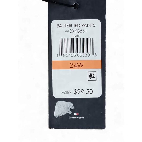 New Tommy Hilfiger 24W Plaid Pattern Pants Gray Stretch Mid Rise Trousers - Picture 10 of 11